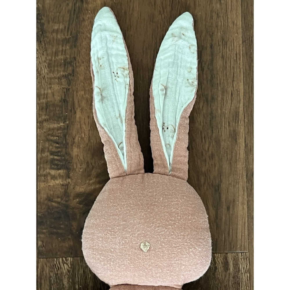 Mikito Bunny Rabbit Muslin Knotted Lovey Security Blanket Rose Heart Nose - Picture 3 of 6